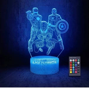 Marvel 3D led lamps | spiderman, captain america, iron man lamp
